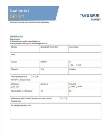 FREE 8 Sample Travel Insurance Claim Forms In PDF MS Word Excel ...