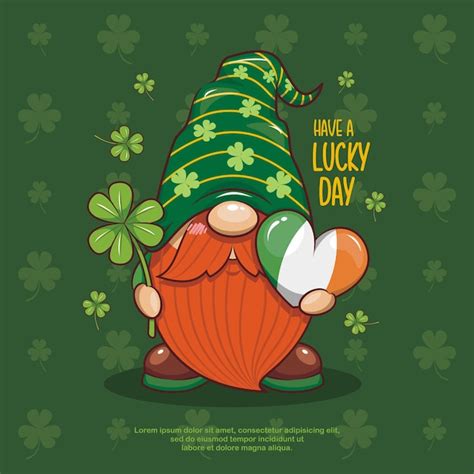 Premium Vector Happy St Patrick S Day With Cute Gnome Shamrock And