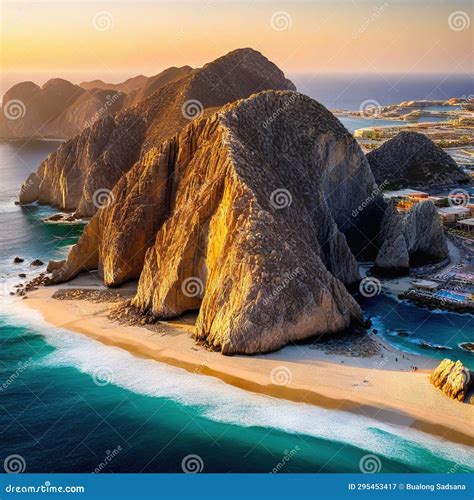 Sunset Aerial Photo of the Cabo San Lucas Arch Taken in Baja Stock ...