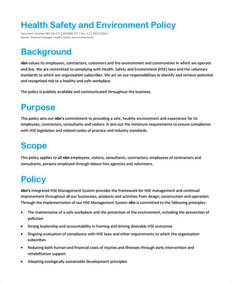 8 Environmental Policy Templates In MS Word Apple Pages Google