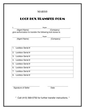 Fillable Online Lock Box Transfer Form Fax Email Print Pdffiller