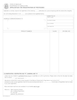 Fillable Online Mda Missouri Application For Registration Of Pesticides