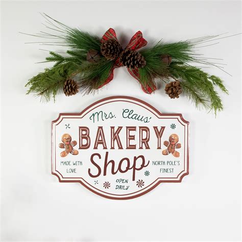 18 Mrs Claus Bakery Shop Metal Christmas Wall Sign Bed Bath