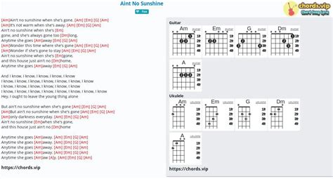 Chord: Aint No Sunshine - tab, song lyric, sheet, guitar, ukulele ...