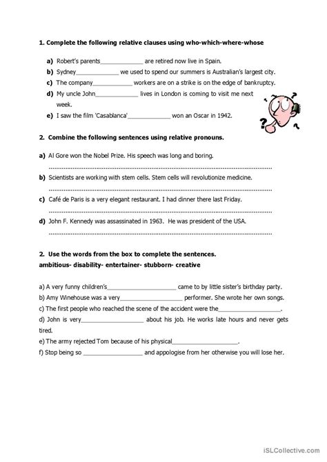 Relative Clause English Esl Worksheets Pdf And Doc