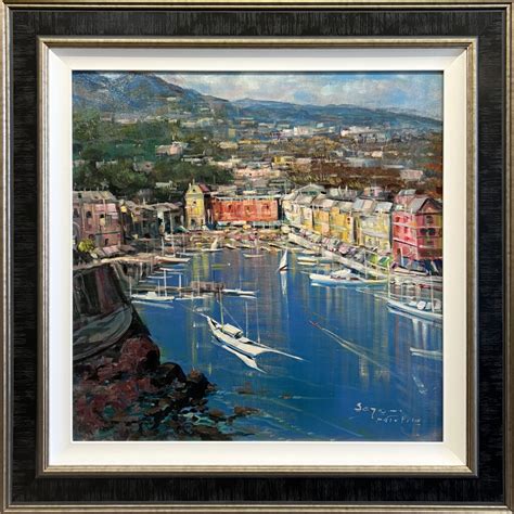 Mario Sanzone Portofino Harbour Original Oil Painting Unicorn Gallery