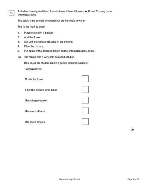 SOLUTION: Chromatography questions with answers - Studypool 