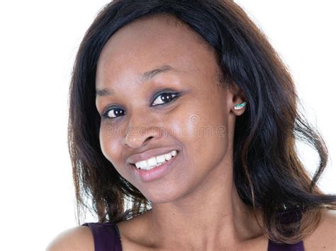 Dark Skinned Woman Dressed Casually Smiling Joyfully And Showing White