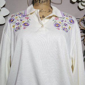 Bonworth Tops Vintage Bonworth Floral Embroidered Flowers Polo