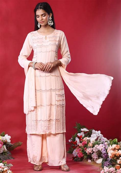 Buy Peach Feed Luxe Kurtas For Women Online In India Indya