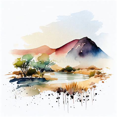 Watercolor Landscape Illustration Stock Illustration - Illustration of ...