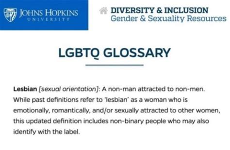 Johns Hopkins Pulls Definition Of Lesbian As Non Man Attracted To Non