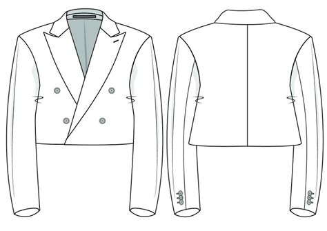 Womens Cropped Blazer Vector Flat Sketch For Adobe Etsy Uk Womens