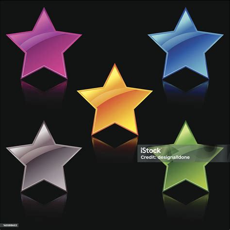 reflective stars  black stock illustration  image