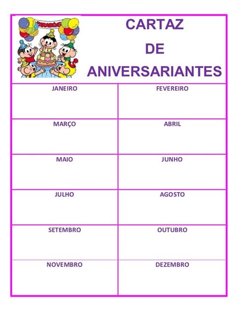 Cartaz De Aniversariantes