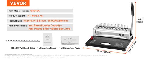 Vevor Binding Machine Comb Binding Machine 21 Holes Binding 450 Sheets