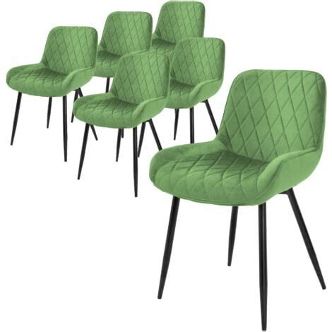 ML Design Lot 6x Chaises de Salle à Manger Vert Sauge Style Moderne