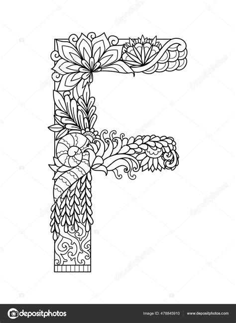 Mandala Letter Monogram Adult Coloring Book Engraving Design Vector Illustration Stock Vector