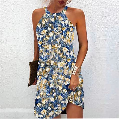 Levmjia Womens Dress Summer Casual Sleeveless Floral Dress For Women Sexy Boho Sun Beach Swing