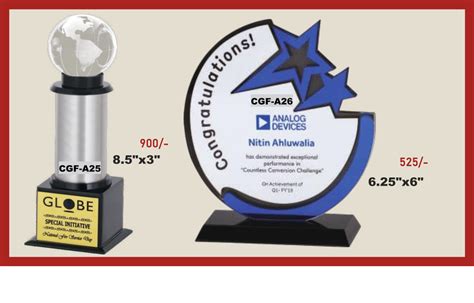 Acrylic Corporate Award Trophy And Momento Size 5 10 Inch At Rs 350