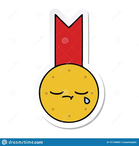 A Creative Sticker Of A Cute Cartoon Gold Medal Stock Vector