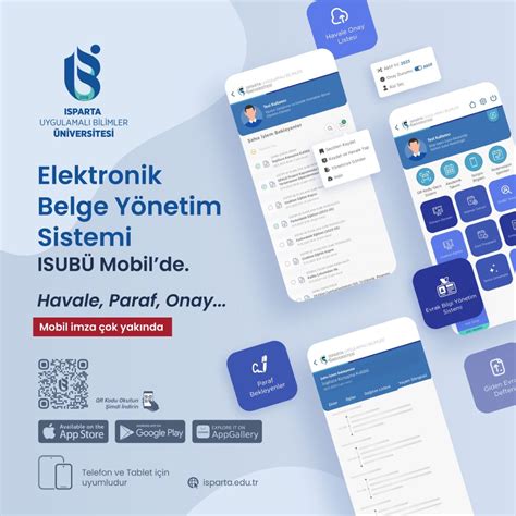 Elektronik Belge Yönetim Sistemi ISUBÜ Mobil de Isparta Uygulamalı