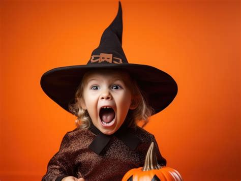 Premium Photo Portrait Of Kid Boy Scream In Witch Halloween Costume