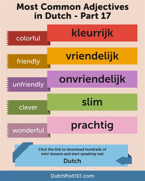 Learn Dutch — Dutch Most Common Adjectives 17 💡 P S Sign Up