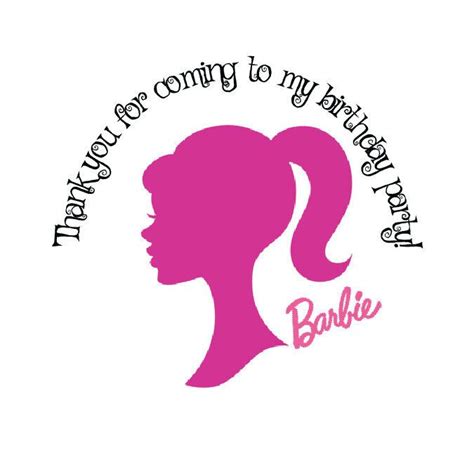 24 BARBIE SILHOUETTE Pink Barbie Party Bag ENVELOPE LABELS STICKERS 2 ...