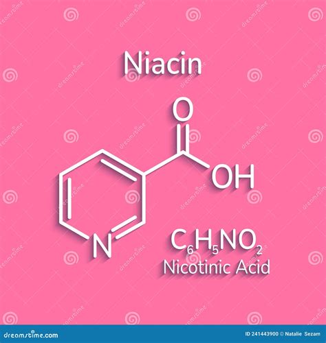 Niacin Molecular Formula Vector Illustration Nicotinic Acid Molecule