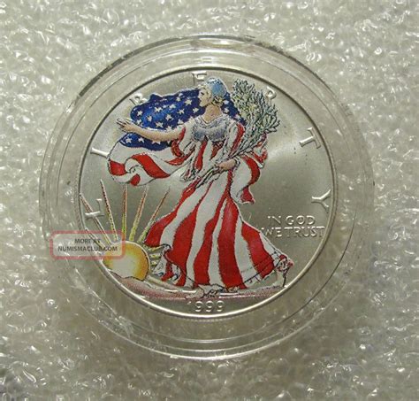 1999 Usa Silver Eagle Walking Liberty 1 Dollar Full Color 1 Oz 999 Pure