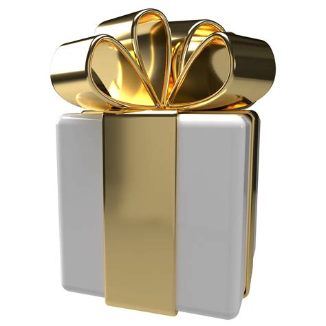 3d Gift Box Gold White Christmas Holiday Gift Wrap 15271849 PNG