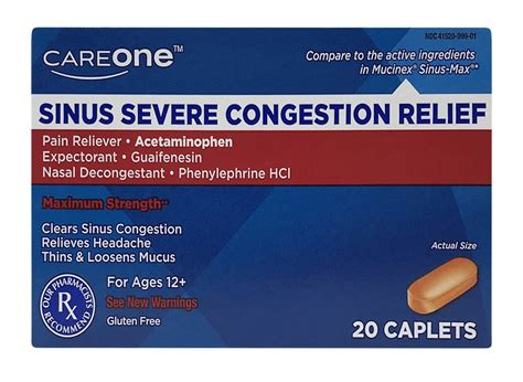 Careone Sinus Severe Congestion Relief Maximum Strength Caplets Source