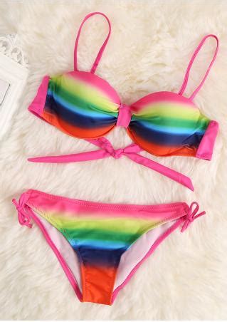 Color Block Push Up Sexy Bikini Set Fairyseason