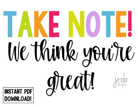 Note Appreciation Printable - Etsy