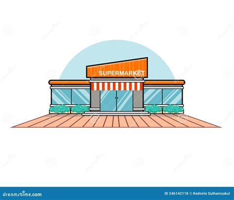 Front of Supermarket in Flat Design Vector Stock Vector - Illustration ...