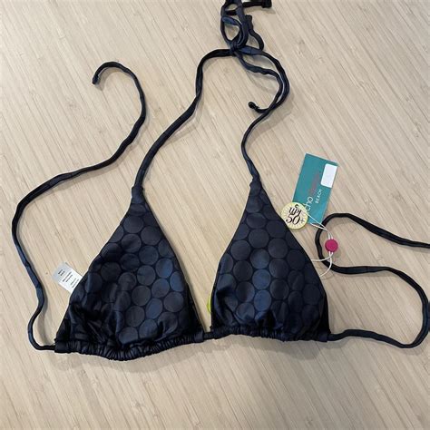 Echo Black Triangle Tie Bikini Top With Pads Circle Depop