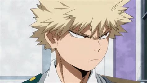 an anime character with blonde hair and white eyes looking at something ...