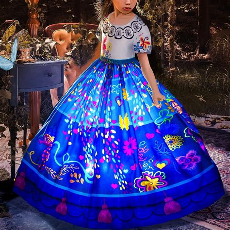 UPORPOR LED Kleid Kostüm für Mädchen Encanto Prinzessin Kostüm Mirabel