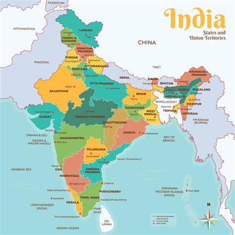 Detailed India Map States and Union Teritories 21613543 Vector Art at ...