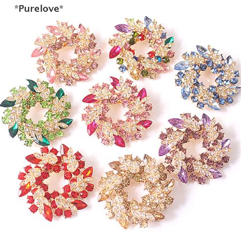 Purelove Women Brooches Scarf Bling Bling Crystal Rhinestone Flower