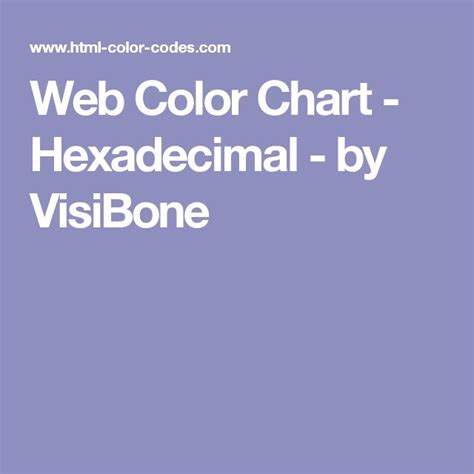 Web Color Chart Hexadecimal By Visibone