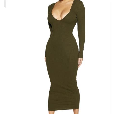 Naked Wardrobe Dresses Nwt Olive Green Nw So Very Snatched Midi