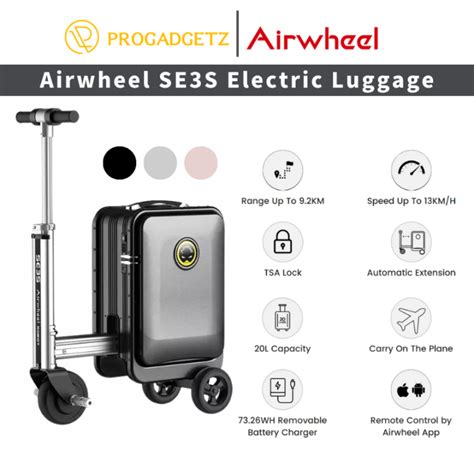 Airwheel Se3s Smart Ridding Travel Electric Luggage 20l Lazada