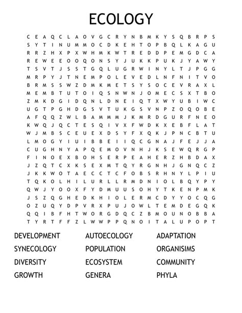 ECOLOGY Word Search WordMint