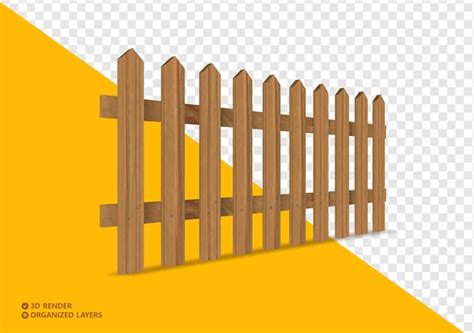 Premium PSD | Wooden fence in perspective