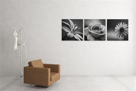 Flower Wall Art Black and White Art Black and White Set of Flower ...