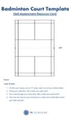 Badminton Court Template Self Assessment Resource Card PE Scholar