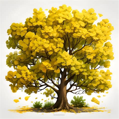 Free Photo Autumn Tree With Yellow Leaves Vector Illustration For