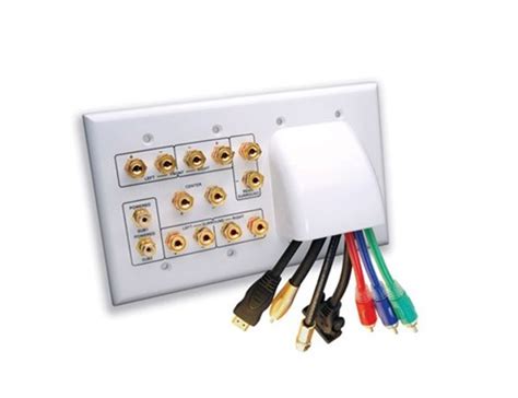 Whole House Audio Wide Port Home Theater Wall Plate In White